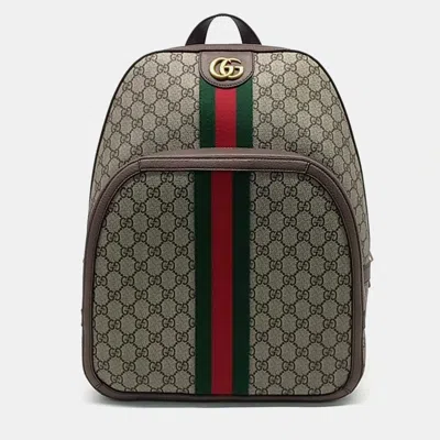 Pre-owned Gucci Ophidia Gg Supreme Medium Backpack In Beige