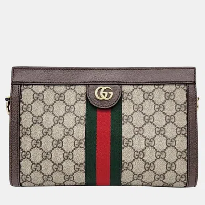 Pre-owned Gucci Ophidia Gg Supreme Shoulder Bag (503877) In Beige