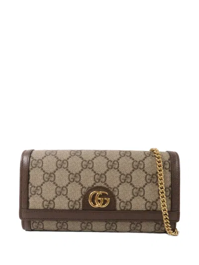 Pre-owned Gucci Ophidia Gg Supreme Shoulder Bag In Neutral
