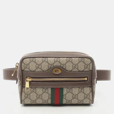 Pre-owned Gucci Ophidia Gg Supreme Small Belt Bag Sherry Line Waist Bag Body Bag Pvc Leather Beige Multicolor
