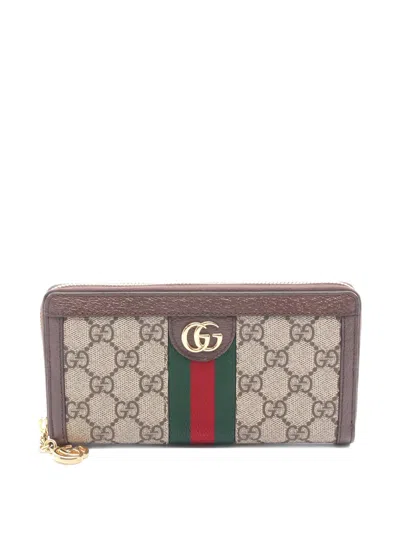 Pre-owned Gucci Ophidia Gg-supreme Wallet In Brown