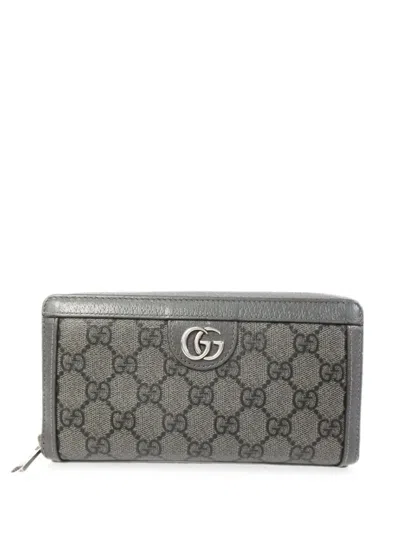 Pre-owned Gucci Ophidia Gg Supreme Wallet In Gray