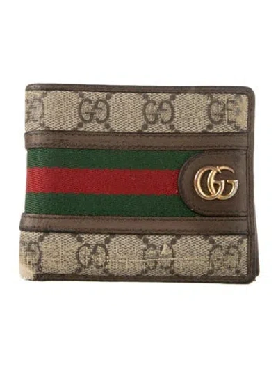 Pre-owned Gucci Ophidia Gg Supreme Wallet In Neutral