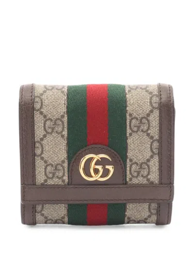 Pre-owned Gucci Ophidia Gg Supreme Wallet In Neutral