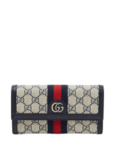 Pre-owned Gucci Ophidia Gg Supreme Wallet In Neutrals