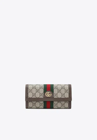 Gucci Ophidia Gg Supreme Wallet In Sand