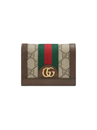 Gucci Ophidia Gg Supreme Compact Wallet In Tan