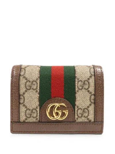 Pre-owned Gucci Ophidia Gg Web-stripe Wallet In Neutral