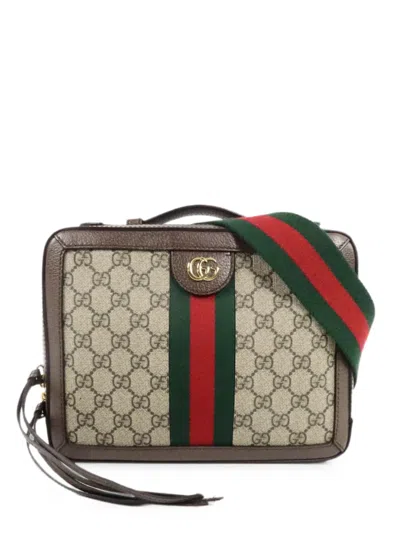 Pre-owned Gucci Ophidia Gg-canvas Cross Body Bag In Neutrals