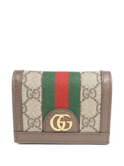Pre-owned Gucci Ophidia Gg-logo Bifold Wallet In Neutral