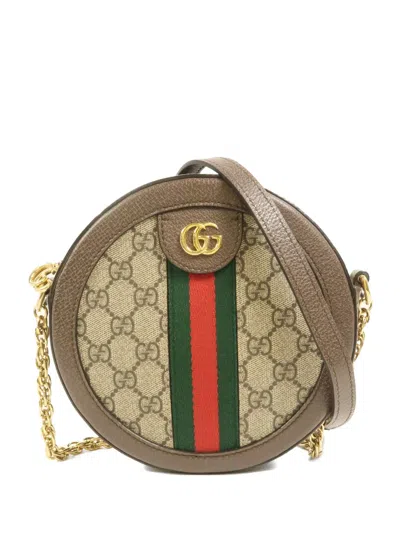 Pre-owned Gucci Ophidia Gg-logo Mini Bag In Brown
