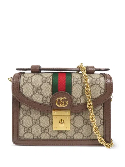 Pre-owned Gucci Ophidia Gg-plaque Tote Bag In Neutral