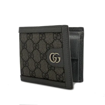 Gucci Ophidia Grey Calfskin Wallet  () In Black