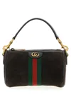 Gucci Dark Brown Suede Mini Ophidia Handbag In Brown