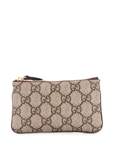 Pre-owned Gucci Ophidia Key Gg Coated Canvas Pouch In Brown