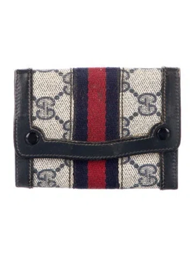 Pre-owned Gucci Ophidia Key Holder Gg Supreme Compact Wallet In Blue