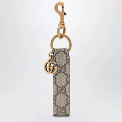 Gucci Ophidia Keychain In Gg Supreme Fabric Beige