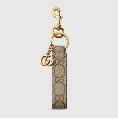 Gucci Ophidia Keychain With Hook Closure In Beige
