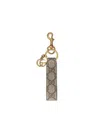 Gucci Ophidia Keychain In Gg Supreme Fabric Beige Men In Gold