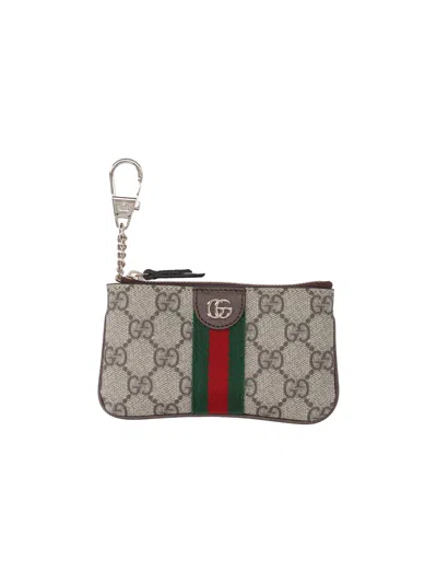 Gucci 'ophidia' Keyring Pouch In Sand