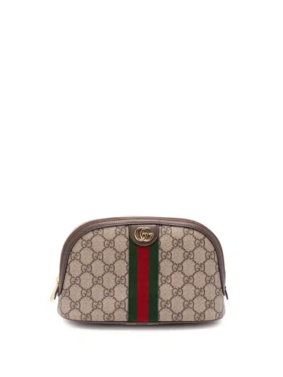 Gucci `ophidia` Large Cosmetic Case In Brown