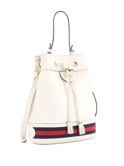 Pre-owned Gucci Ophidia Leather Small Bucket Bag In Neutral
