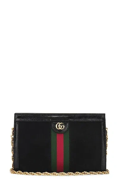 Gucci Ophidia Leather Suede Shoulder Bag In Black