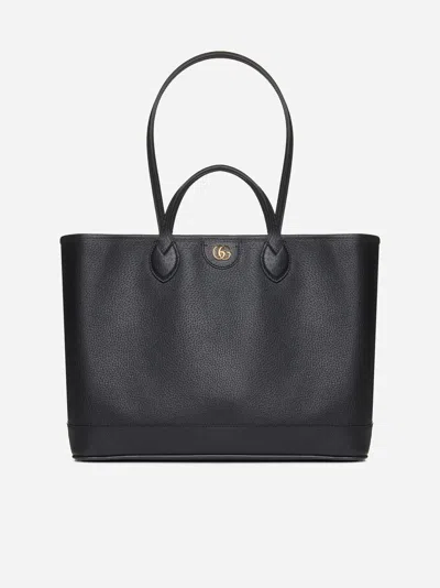 Gucci Ophidia Leather Tote Bag In Black