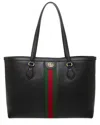 Gucci Ophidia Leather Tote In Black