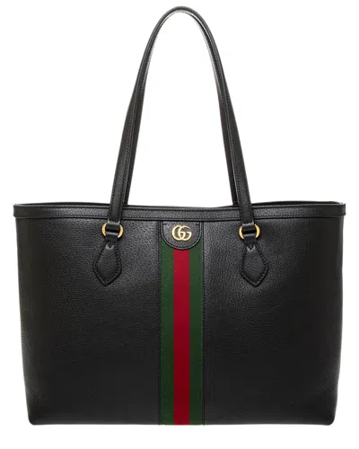 Gucci Ophidia Leather Tote In Black