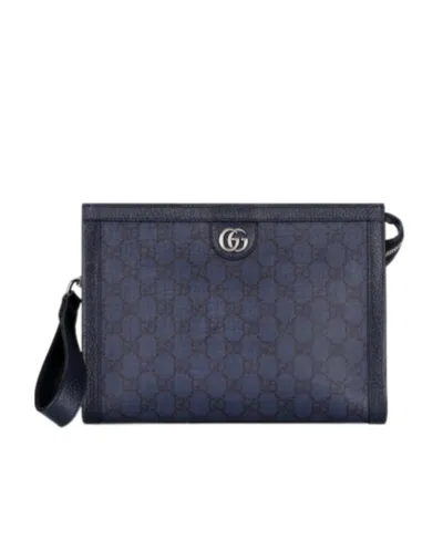 Gucci Ophidia Gg Supreme Canvas Pouch In Blue
