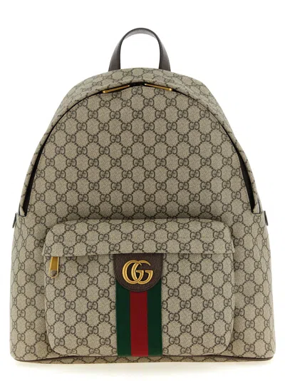 Gucci Printed Canvas Medium Ophidia Backpack Oldbenavrvnn T Polyurethane Polyamide Zaini In Brown