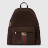 Gucci Men Dark Brown Suede Medium Ophidia Backpack In Brown