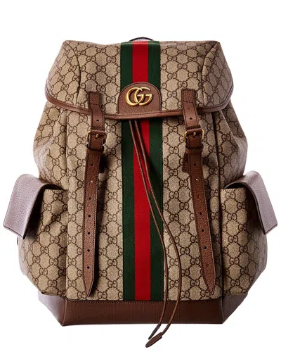 Gucci Ophidia Medium Gg Supreme Canvas & Leather Backpack In Brown