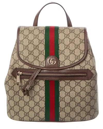 Gucci Ophidia Medium Gg Supreme Canvas & Leather Backpack In Brown