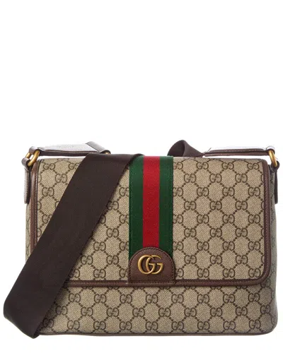Gucci Ophidia Medium Gg Supreme Canvas & Leather Messenger Bag In Brown