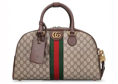 Pre-owned Gucci Ophidia Medium Gg Top Handle In Beige In Sand