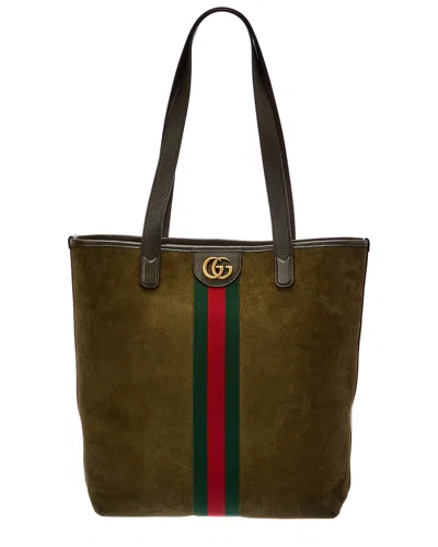 Gucci Ophidia Medium Suede Tote In Green