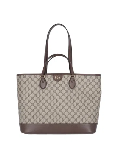 Gucci 'ophidia' Medium Tote Bag In Brown