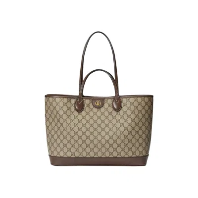 Pre-owned Gucci Ophidia Medium Tote Bag 'beige/ebony' In Brown