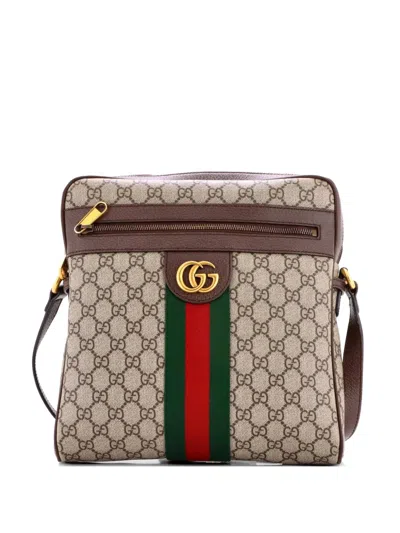 Pre-owned Gucci Ophidia Messenger Bag Gg Coated Canvas Medium Crossbody Bag In Brown