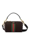 Gucci Dark Brown Suede Mini Ophidia Handbag In Brown