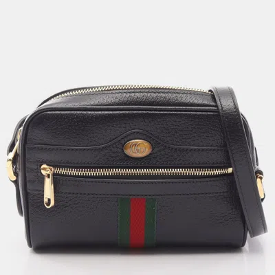 Pre-owned Gucci Ophidia Mini Black Calfskin Leather Shoulder Bag