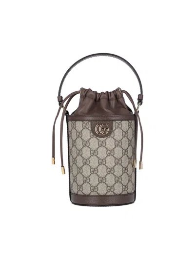 Gucci "ophidia" Mini Bucket Bag In Sand