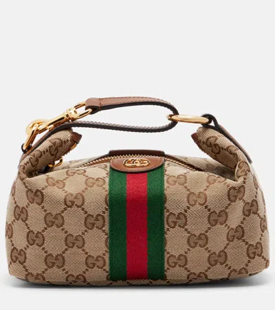 Gucci Ophidia Mini Gg Canvas Top-handle Bag In Neutral