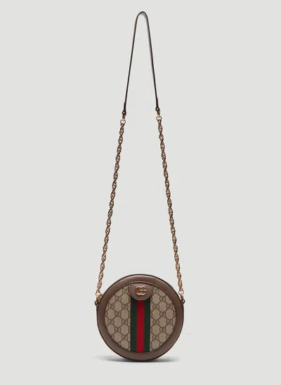 Gucci Ophidia Mini Gg Round Shoulder Bag In Brown