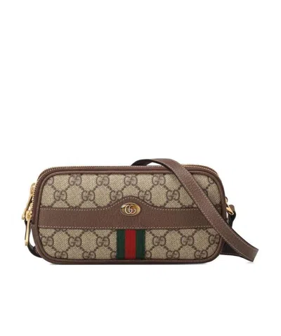 Gucci Ophidia Mini Gg Shoulder Bag In Brown