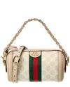 Gucci Brown Canvas Ophidia Mini Shoulder Bag In Beige