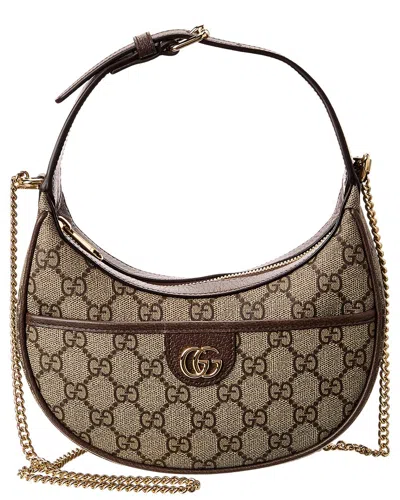 Gucci Ophidia Mini Gg Supreme Canvas & Leather Hobo Bag In Brown