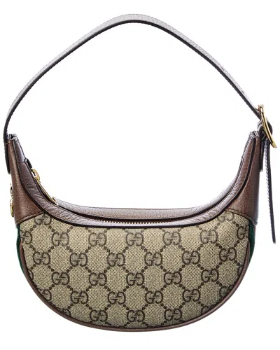 Gucci Ophidia Mini Gg Supreme Canvas & Leather Shoulder Bag In Brown